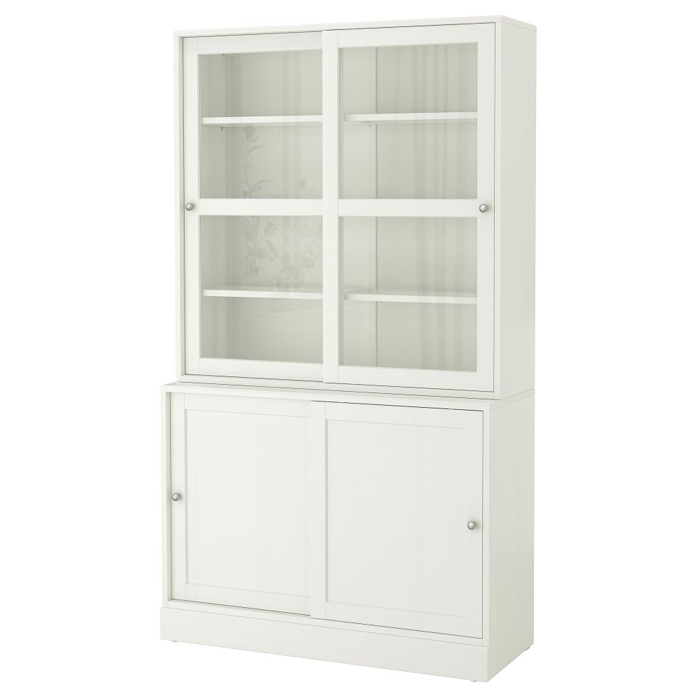 Комбинация с раздвижными дверьми, 121x47x212 см, белый IKEA HAVSTA ХАВСТА 692.659.17 - фото 1