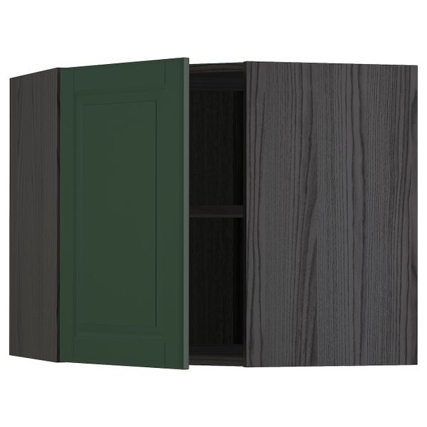 Угловой навесной шкаф с полками, черный/Будбин темно-зеленый 68x60 см IKEA МЕТОД 593.132.78 - схема-чертеж с размерами