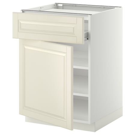 Напольный шкаф для варочной панели, ящик, полка, дверцы МЕТОД / ФОРВАРА, белый, Будбин белый с оттенком (60x60 см)