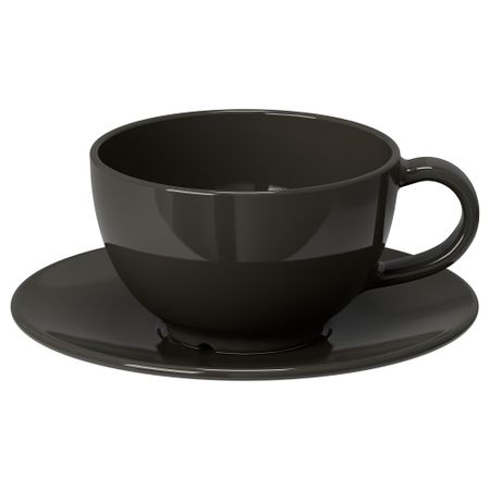 Чашка чайная с блюдцем, темно-серый, 26 сл IKEA VARDVARDAGEN ВАРДАГЕН ВАРДАГЕН 302.892.88