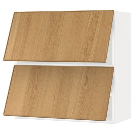 Навесной шкаф, 2 дверцы, горизонтал, белый/Экестад дуб 80x80 см IKEA МЕТОД 992.256.37