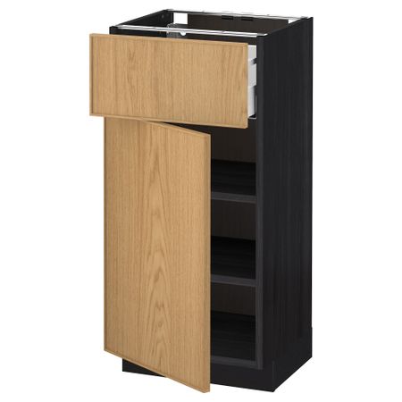 Напольный шкаф с ящиком, дверью МЕТОД / МАКСИМЕРА, черный, Экестад дуб
