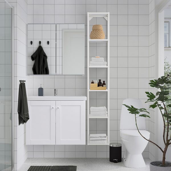 Комплект мебели для ванной,7 предм., Йельсен белый/ПИЛКОН смеситель 84x43x65 см IKEA FISKÅN ФИСКОН / TVÄLLEN ТВЭЛЛЕН 794.373.72 - схема-чертеж с размерами