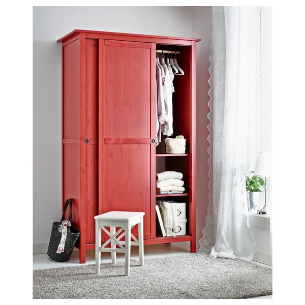 Гардероб с 2 раздвижными дверцами ХЕМНЭС, красный (120x197 см) - схема-чертеж с размерами