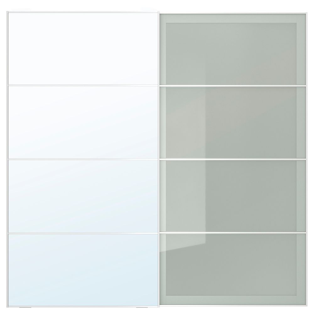 Пара раздвижных дверей АУЛИ / СЭККЕН, зеркальное стекло, матовое стекло - фото 1