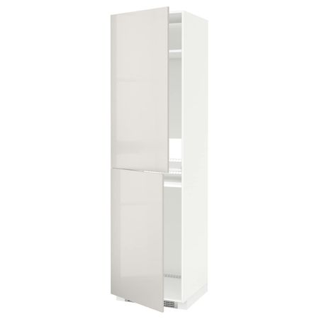 Высокий шкаф для холодильник/мороз, белый/Рингульт светло-серый 60x60x220 см IKEA METOD МЕТОД 192.330.33