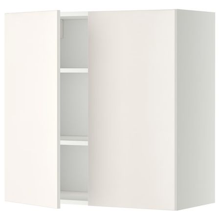 METOD Навесной шкаф с полками/2дверцы - белый/Veddinge белый 80x80 см