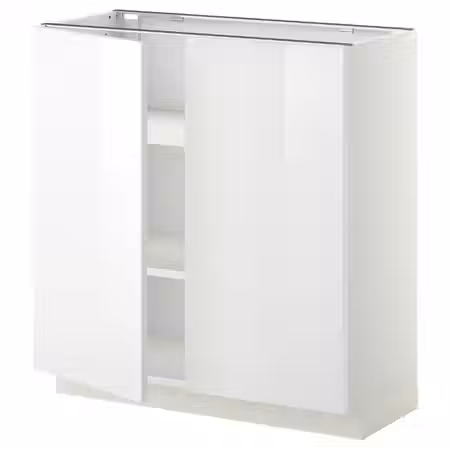 METOD Напольный шкаф с полками/2дверцами - белый/Ringhult белый 80x37 см