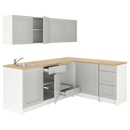 Угловая кухня, серый, 243x164x220 см IKEA KNOXHULT КНОКСХУЛЬТ 393.884.01