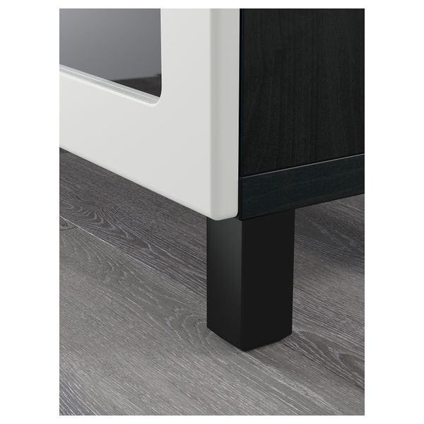 Тумба под ТВ БЕСТО, черно-коричневый, Марвикен белый прозрачное стекло (180x40x48 см) - схема-чертеж с размерами