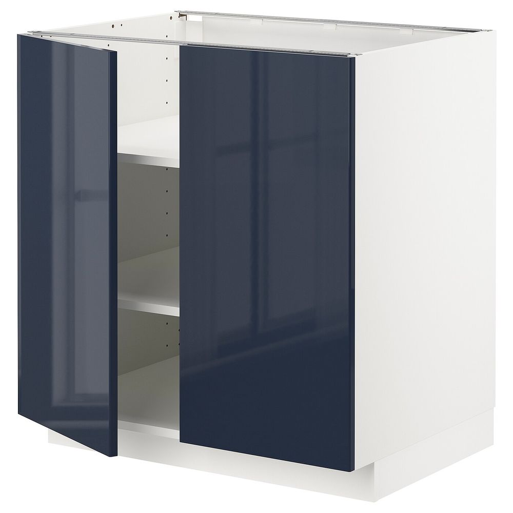 Напольный шкаф с полками/2двери, белый/Ерста черно-синий 80x60x80 см IKEA METOD МЕТОД 892.826.90 - схема-чертеж с размерами