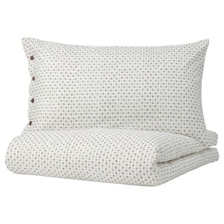 Пододеяльник и 2 наволочки, белый/темно-коричневый 200x200/50x70 см IKEA VÄGTÅG ВЭГТОГ 504.822.75