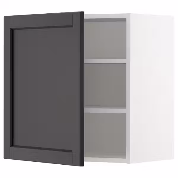 METOD Навесной шкаф с полками - белый/Lerhyttan черная морилка 60x60 см - фото 1