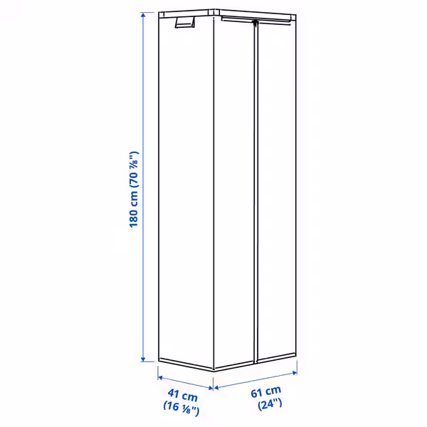 JOSTEIN Чехол - прозрачный/д/дома/улицы 61x41x180 см - схема-чертеж с размерами