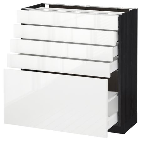 Напольный шкаф с 5 ящиками МЕТОД / МАКСИМЕРА, черный, Рингульт белый
