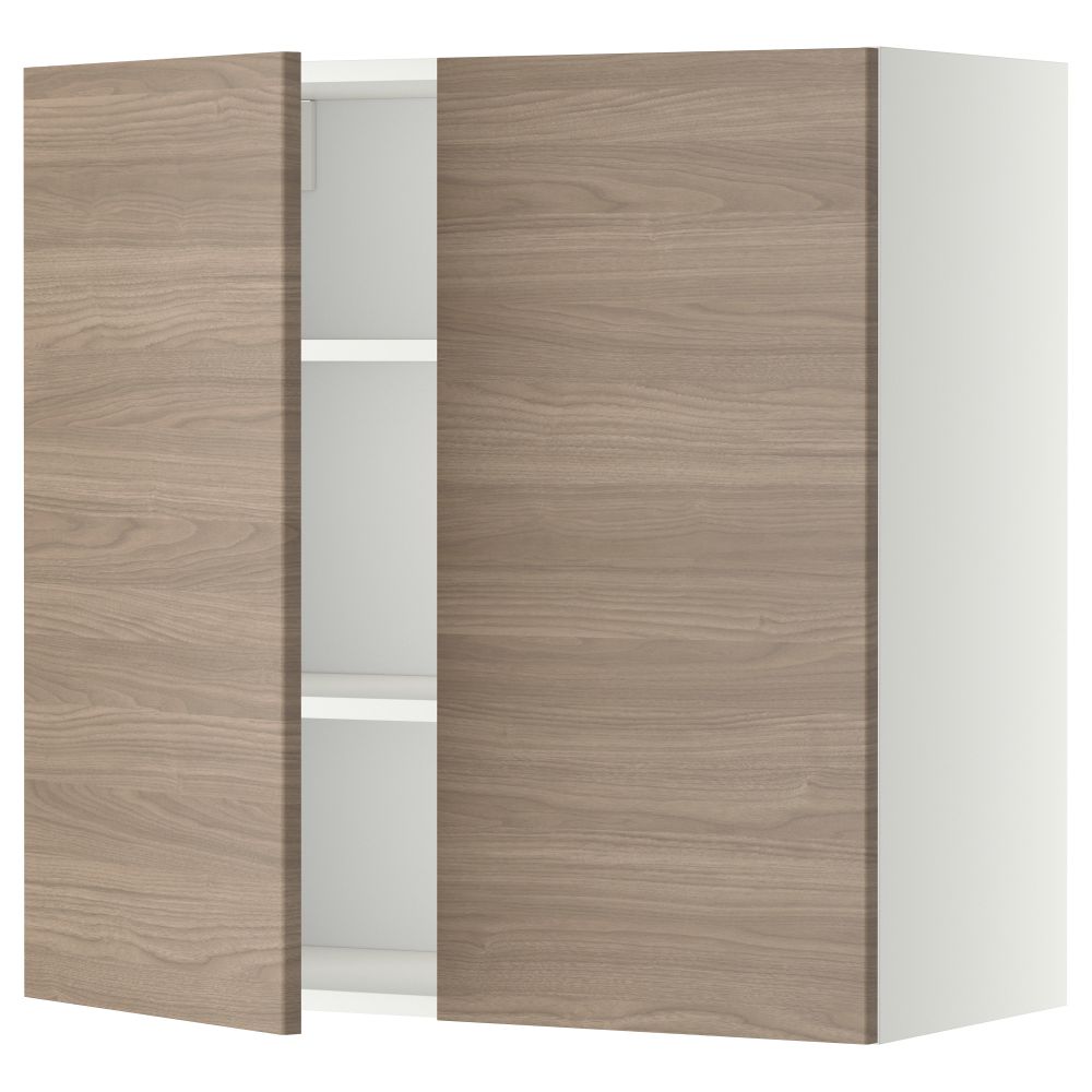 Навесной шкаф с полками, 2 дверцы МЕТОД, белый, Брокхульт светло-серый - схема-чертеж с размерами