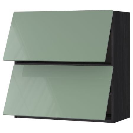 Навесной шкаф, 2 дверцы, горизонтальный МЕТОД, черный, Калларп светло-зеленый
