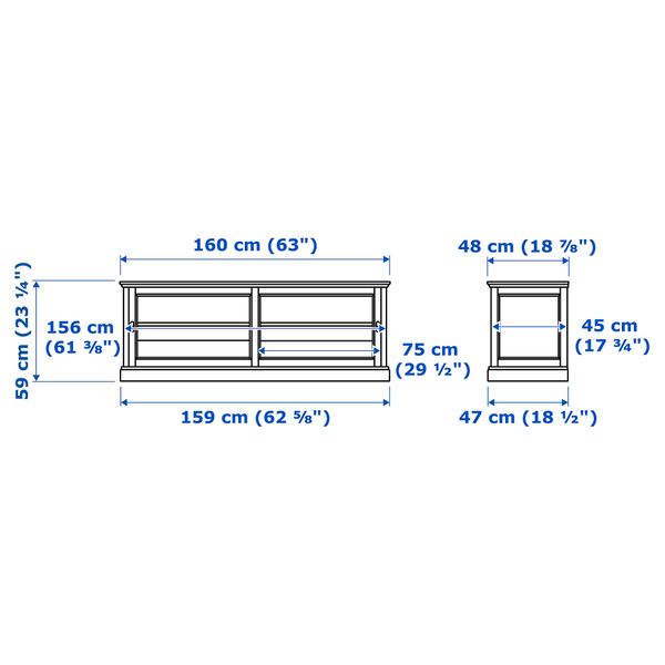Тумба под ТВ с раздвижными дверцами МАЛЬШЁ, черная морилка черная морилка (160x48 см) - схема-чертеж с размерами