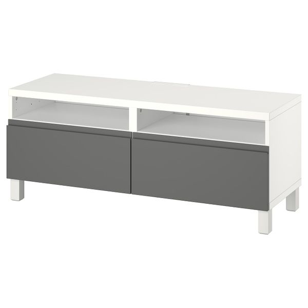 Тумба под ТВ, с ящиками, белый/ВЭСТЕРВИК/СТУБ темно-серый 120x42x48 см IKEA BESTÅ БЕСТО 694.402.09 - фото 1