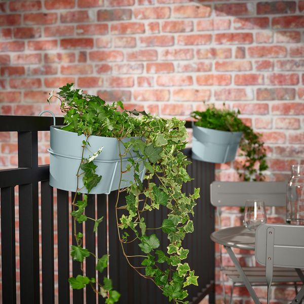 Ящик для цветов с держателем, для дома, улицы серо-синий светлый, 56x20 см IKEA VITLÖK ВИТЛОК 905.607.04 - схема-чертеж с размерами