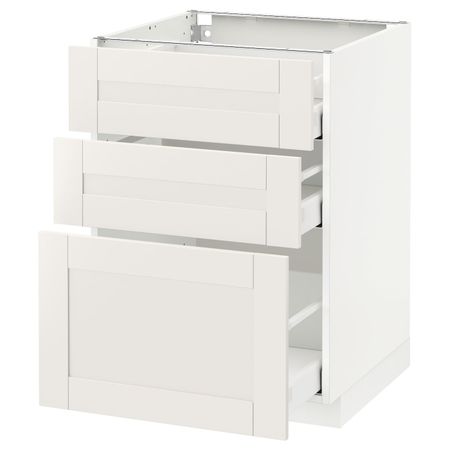 Напольный шкаф с 3 ящиками, белый/Сэведаль белый 60x60 см IKEA METOD МЕТОД / MAXIMERA МАКСИМЕРА 892.385.17