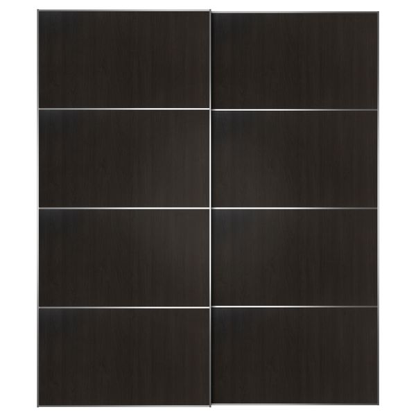 Пара раздвижных дверей ВОЛЬДА, черно-коричневый, цвет алюминия - схема-чертеж с размерами