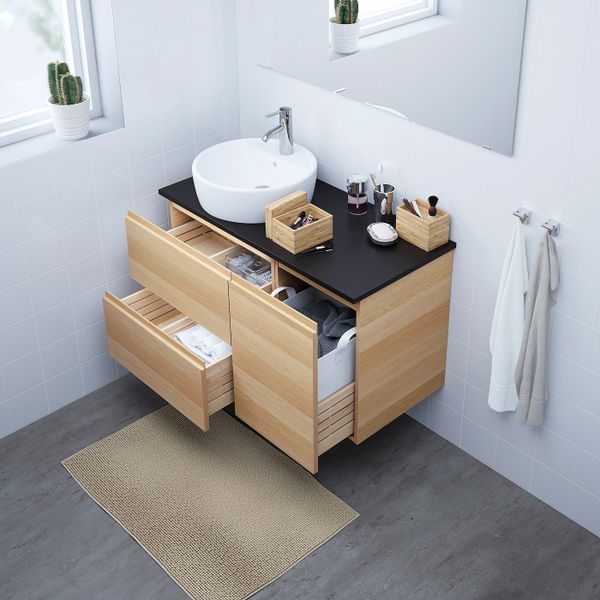 Шкаф с раковиной 45 см, под беленый дуб, антрацит ДАЛЬШЕР смеситель, 102x49x74 см IKEA ГОДМОРГОН/ТОЛКЕН / ТОРНВИКЕН 093.256.60 - схема-чертеж с размерами