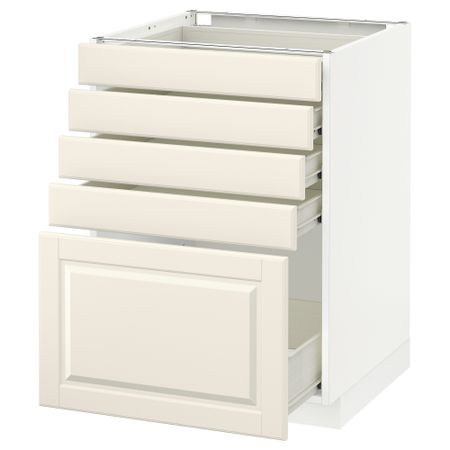Напольный шкаф с 5 ящиками МЕТОД / ФОРВАРА, белый, Будбин белый с оттенком