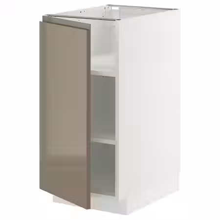 METOD Напольный шкаф с полками - белый/Voxtorp глянцевый темный серо-коричневый 40x60 см