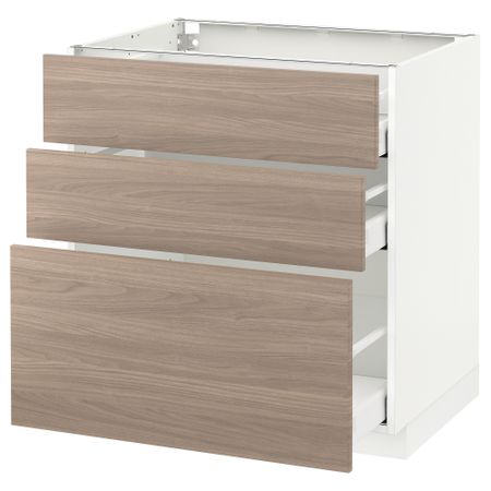 Напольный шкаф с 3 ящиками МЕТОД / МАКСИМЕРА, белый, Брокхульт светло-серый
