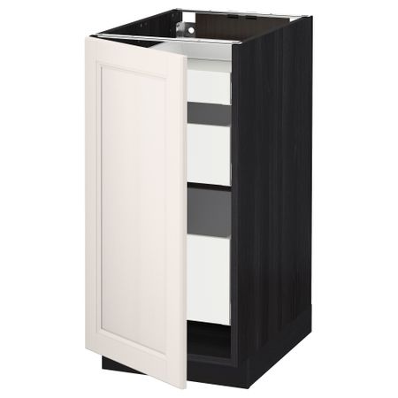Напольный шкаф с 1 дверцей, 3 ящика МЕТОД / МАКСИМЕРА, черный, Лаксарби белый