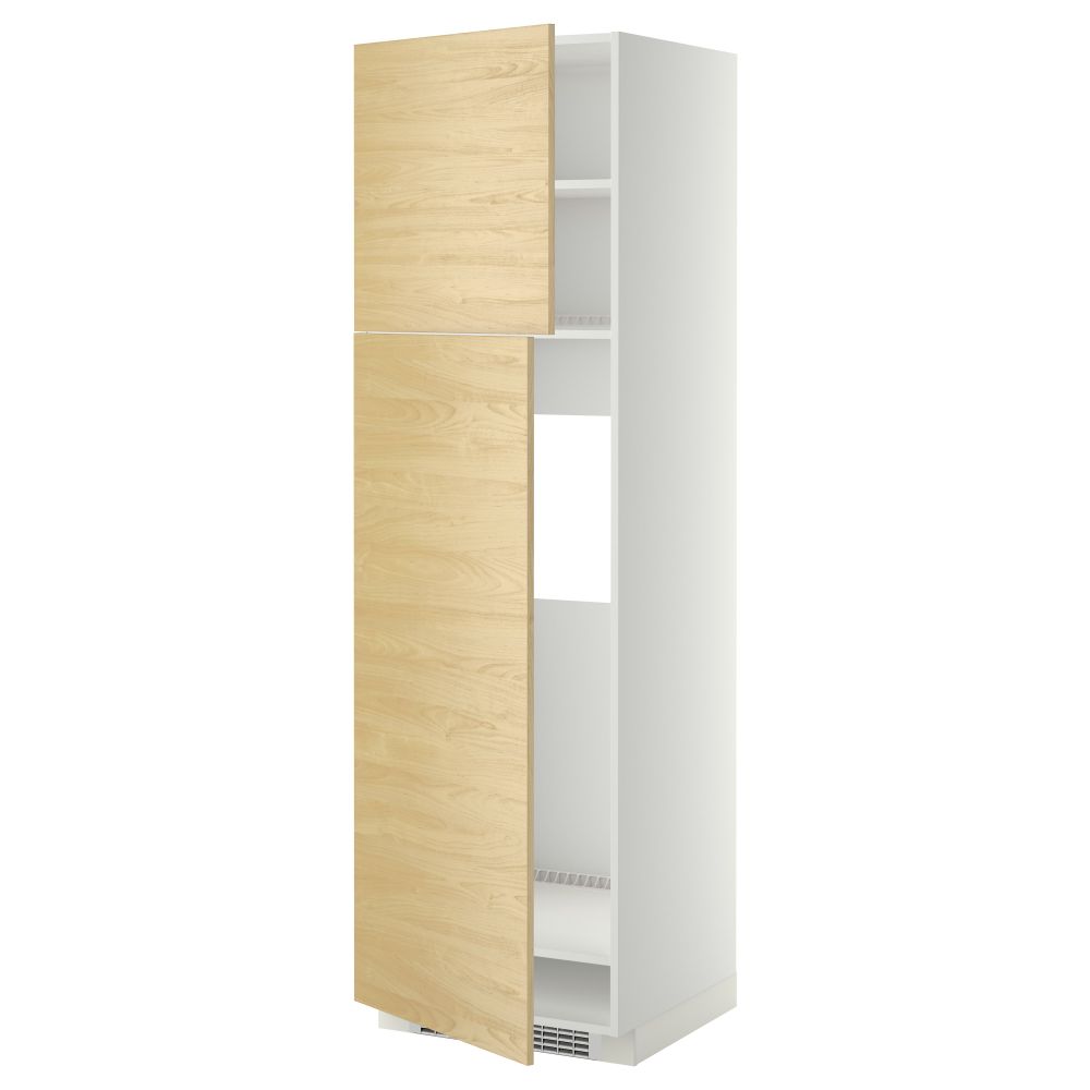 Высокий шкаф для холодильника, 2 дверцы МЕТОД, белый, Тингсрид береза - схема-чертеж с размерами