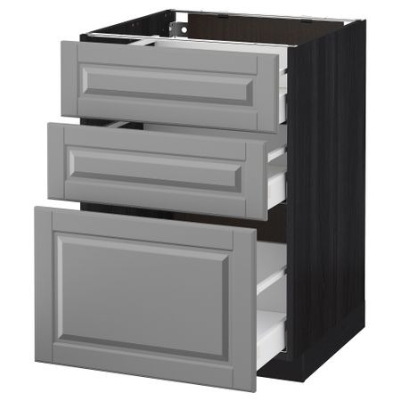 Напольный шкаф с 3 ящиками МЕТОД / МАКСИМЕРА, черный, Будбин серый