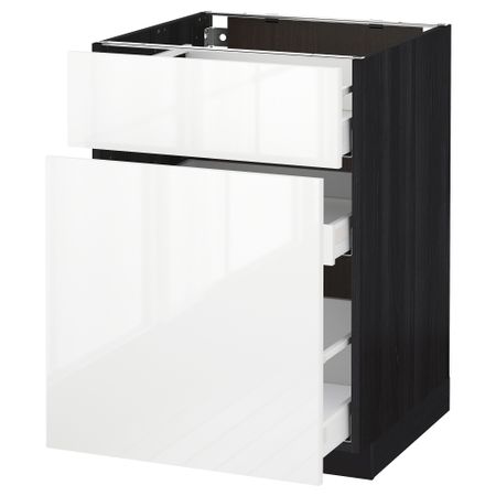 Напольный шкаф, выдвижной секцией, ящик МЕТОД / МАКСИМЕРА, черный, Рингульт белый