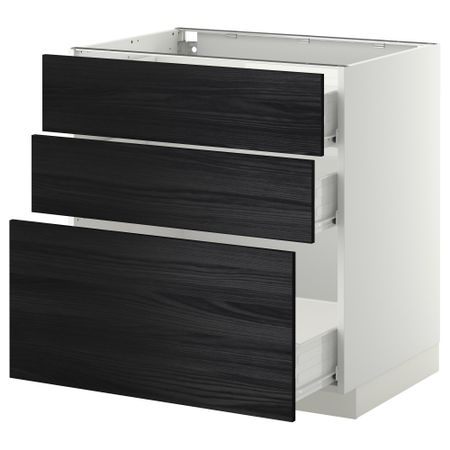 Напольный шкаф с 3 ящиками МЕТОД / ФОРВАРА, белый, Тингсрид черный