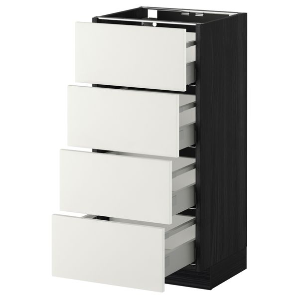 Напольный шкаф 4 фронтальных панели, 4 ящика МЕТОД / МАКСИМЕРА, черный, Хэггеби белый - схема-чертеж с размерами