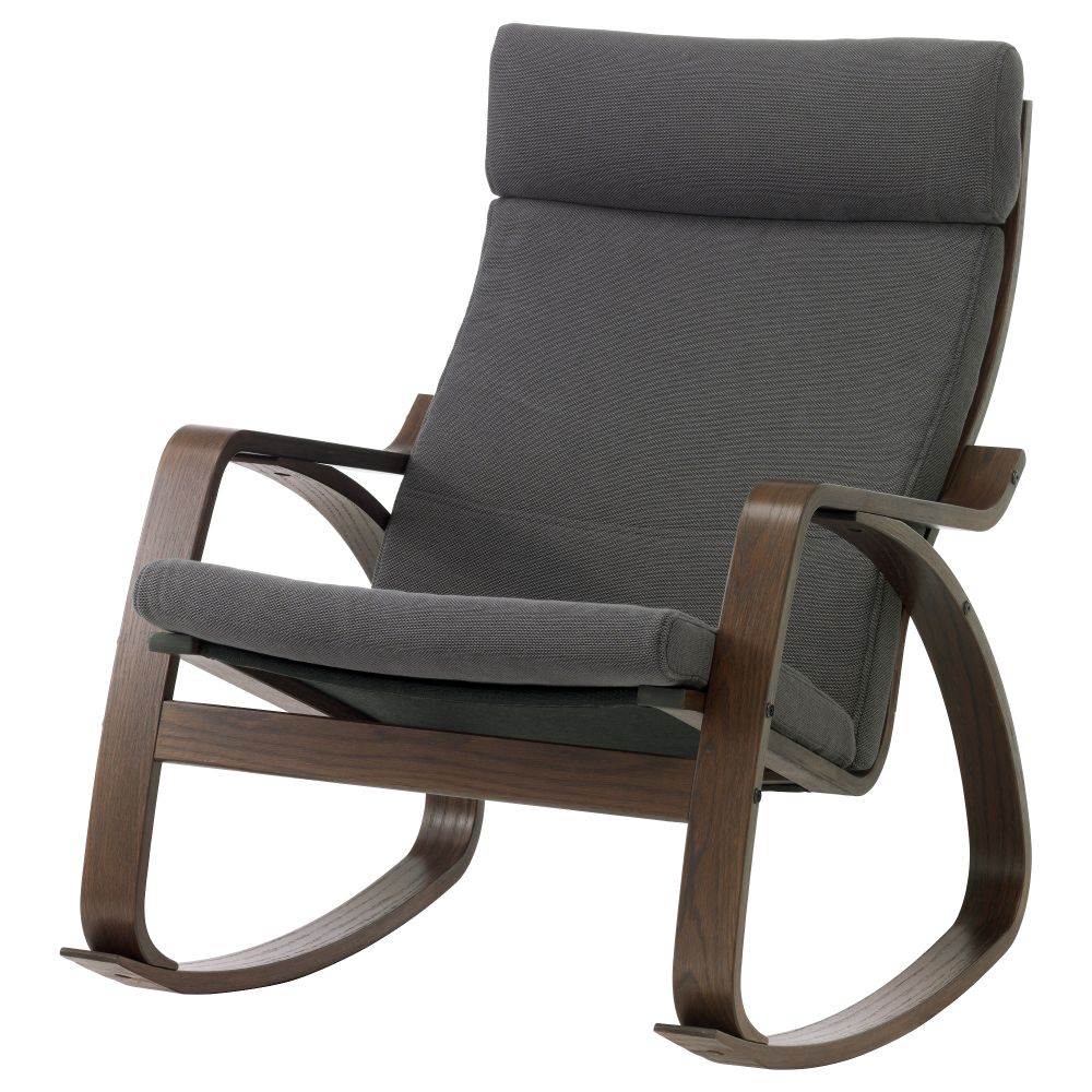 Кресло-качалка ПОЭНГ, коричневый, Финнста серый - фото 1