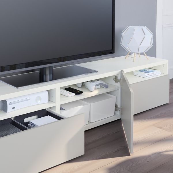 Тумба под ТВ, белый/Лаппвикен светло-серый 180x42x39 см IKEA БЕСТО 093.284.37 - фото 4
