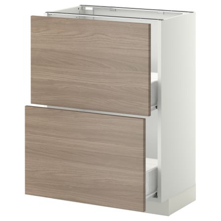 Напольный шкаф с 2 ящиками МЕТОД / ФОРВАРА, белый, Брокхульт светло-серый