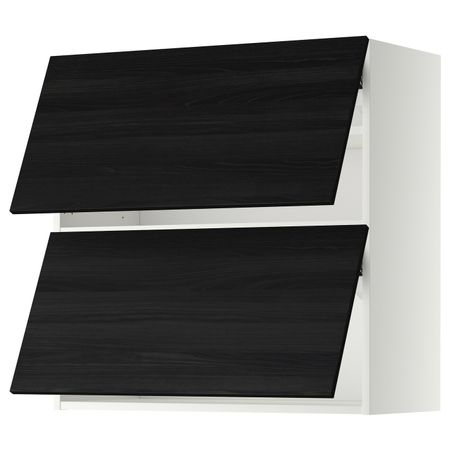 Навесной шкаф, 2 дверцы, горизонтал, белый, Тингсрид черный 80x80 см IKEA МЕТОД 192.246.08