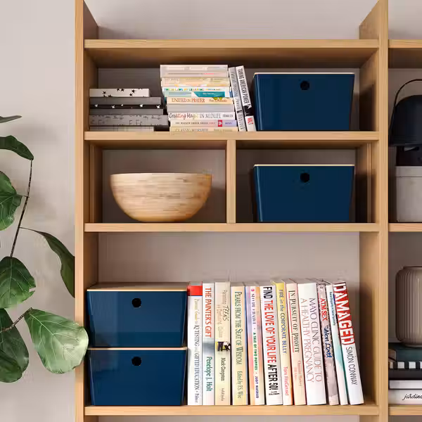 KUGGIS Контейнер с крышкой - черно-синий/бамбук 26x35x15 см - фото 3