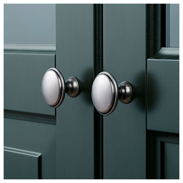 Шкаф книжный со стеклянными дверьми ЛИАТОРП, темный оливково-зеленый (96x214 см) - фото 8