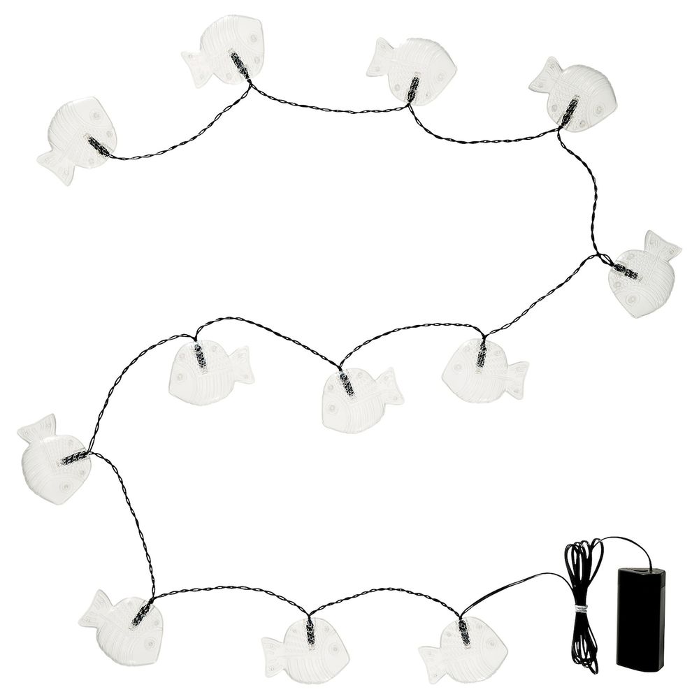 Гирлянда, 12 светодиодов, с батарейным питанием для сада/рыба прозрачный IKEA SOLVINDEN СОЛВИДЕН 804.870.64 - фото 1