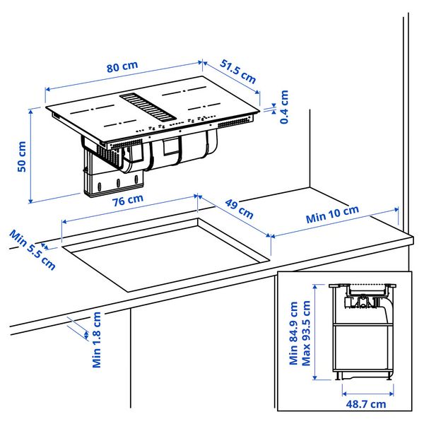 IKEA, дополнительный ракурс - схема-чертеж с размерами