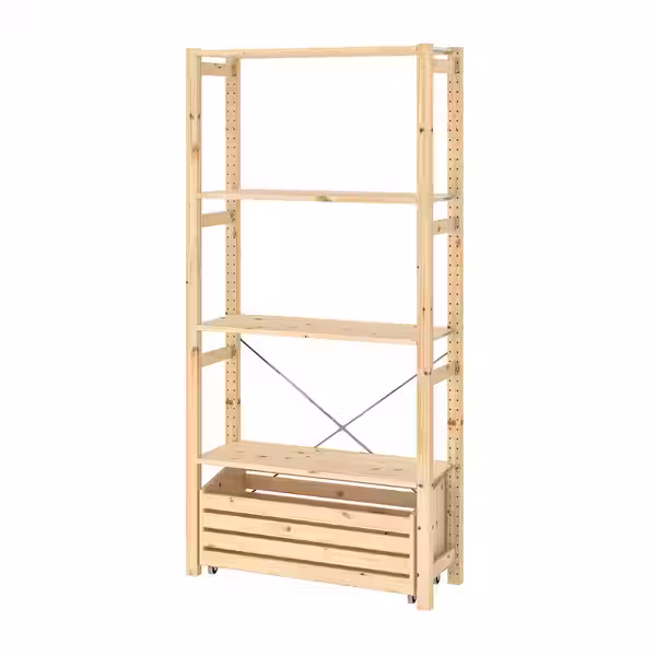 IVAR Стеллаж с ящиком - сосна 89x30x179 см - фото 1