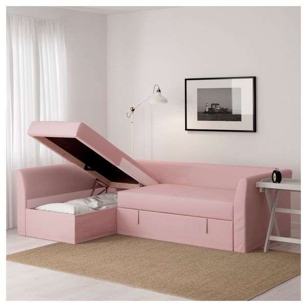 Диван-кровать угловой ХОЛЬМСУНД, Ранста светло-розовый - фото 3