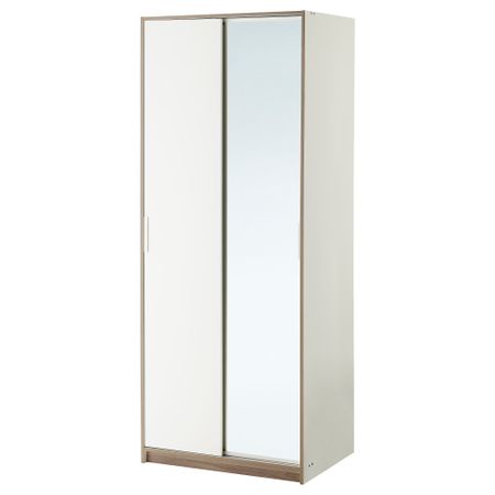 Гардероб ТРИСИЛ, белый, зеркальное стекло (79x61x202 см)
