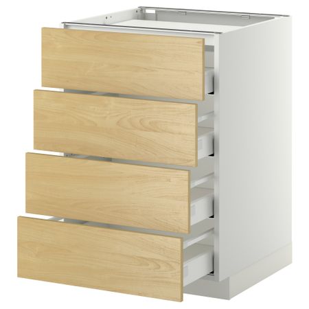 Напольный шкаф, 4 фронтальных панели, 4 ящика МЕТОД / МАКСИМЕРА, белый, Тингсрид береза