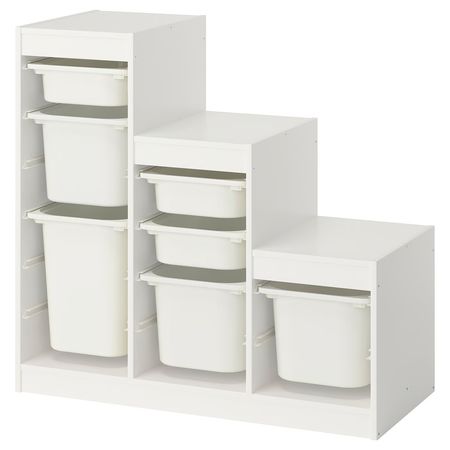 TROFAST Комбинация д/хранения+контейнеры - белый/белый 99x44x94 см