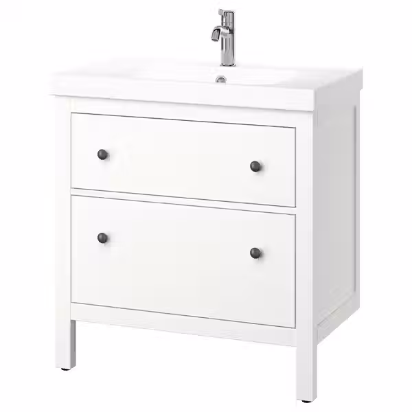 HEMNES / ORRSJÖN ОРРШЁН Шкаф с ящиками/раковина/смеситель - фото 1